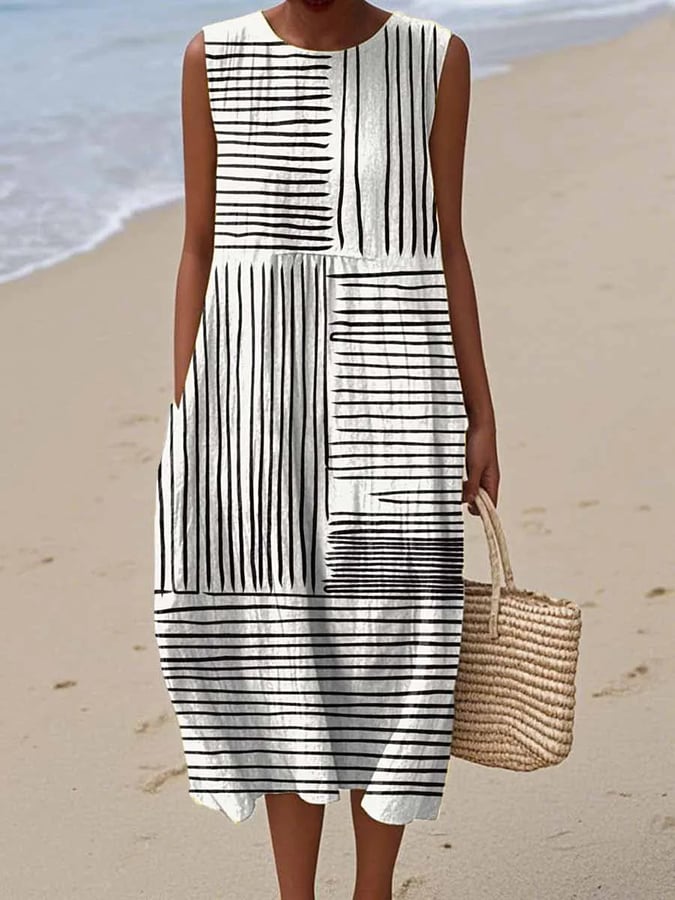 Womens_Printed_Cotton_Linen_Short_Dress_Casual_Fit_1