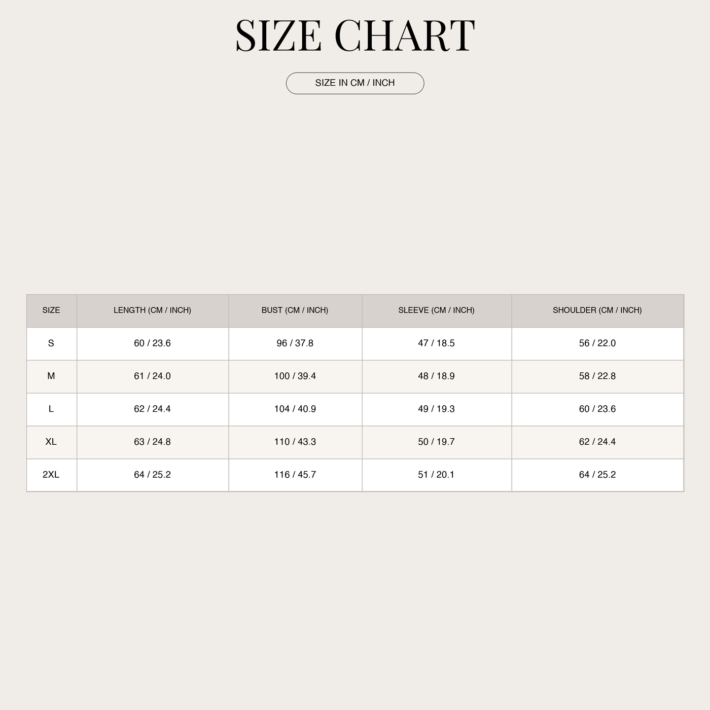 Women's Printed Hoodie – Playful Print and Relaxed Fit size chart