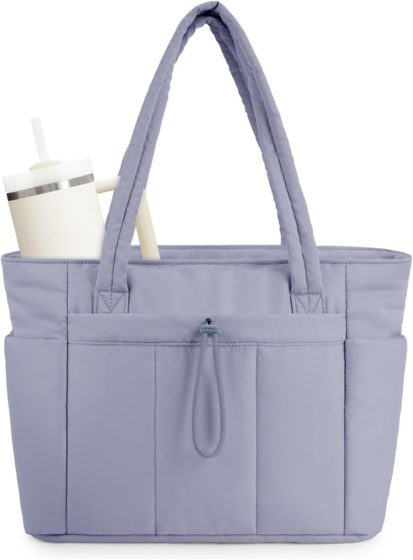 Women's Quilted Puffer Tote Bag – With Laptop and Drink Holder 3