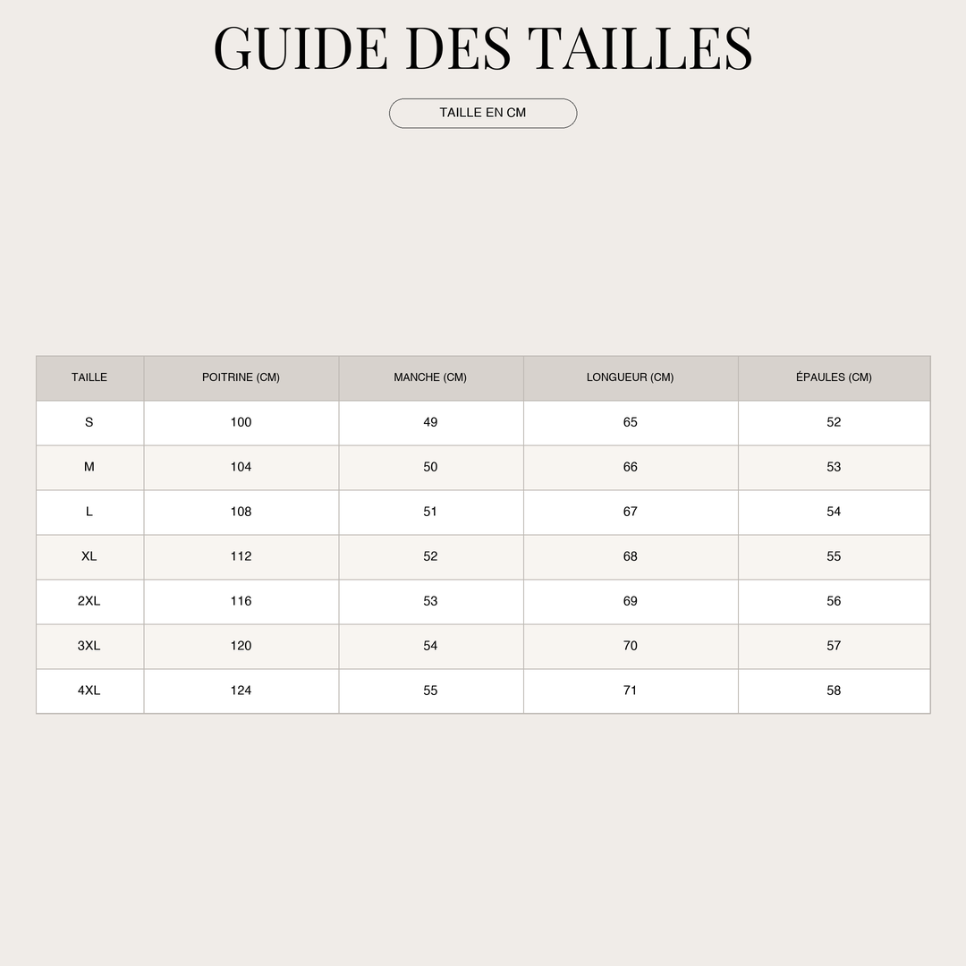 Pull raffiné pour Femme – Douceur enveloppante et touches délicates size chart