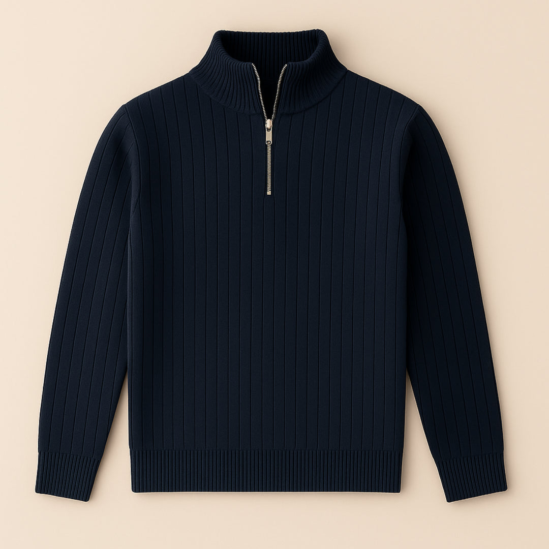 Womens_Ribbed_Knit_Shirt_Half_Zip_Mock_Neck_1