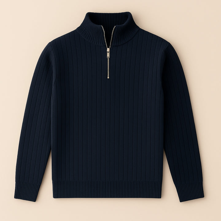 Womens_Ribbed_Knit_Shirt_Half_Zip_Mock_Neck_1