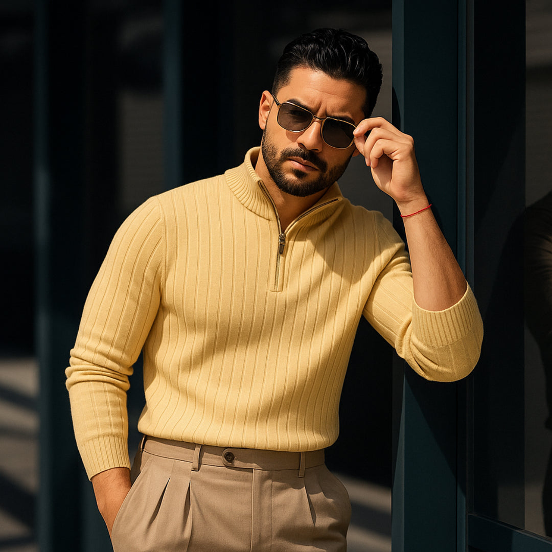 Womens_Ribbed_Knit_Shirt_Half_Zip_Mock_Neck_11