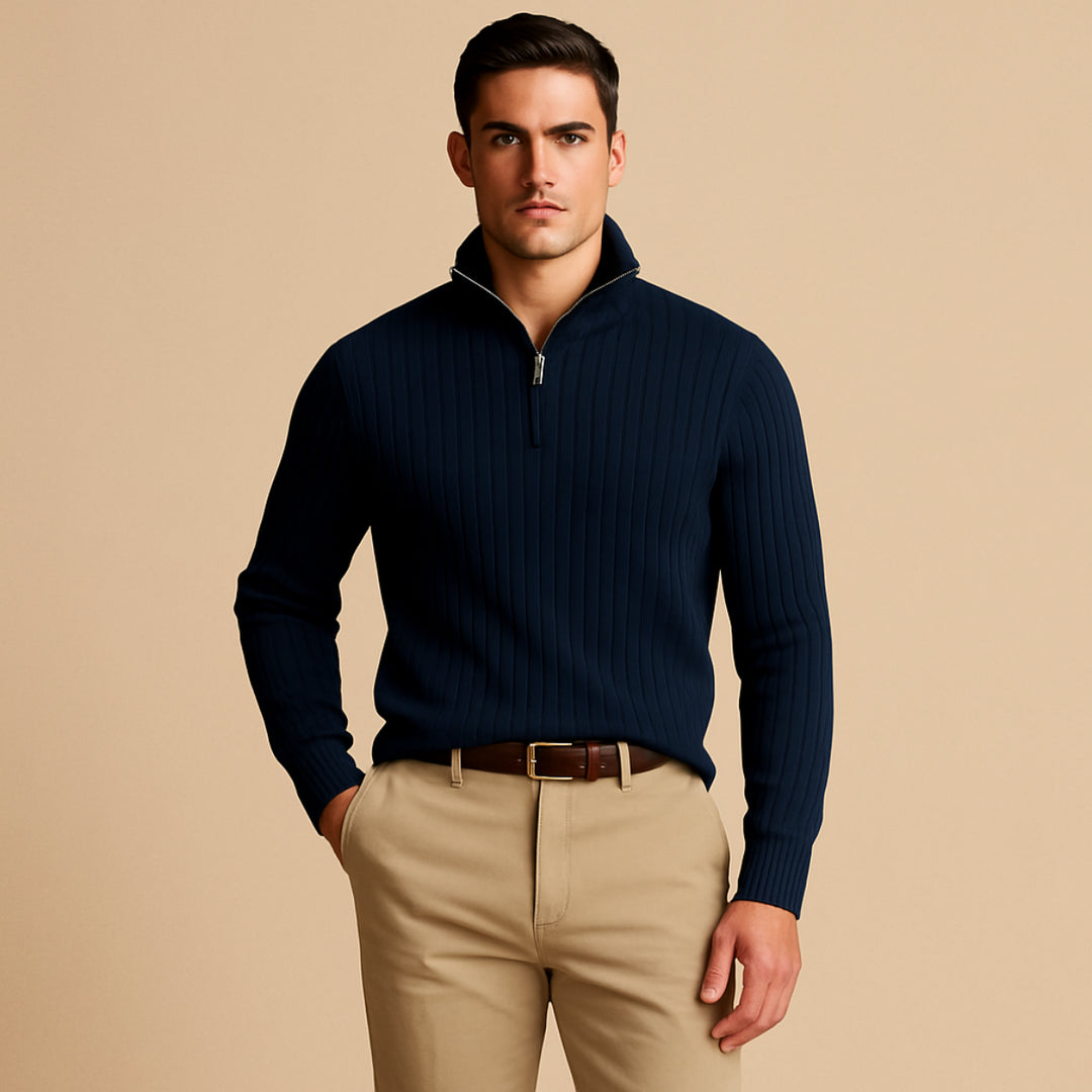 Womens_Ribbed_Knit_Shirt_Half_Zip_Mock_Neck_2