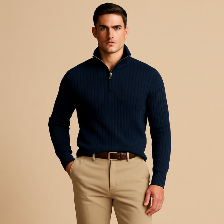 Womens_Ribbed_Knit_Shirt_Half_Zip_Mock_Neck_2