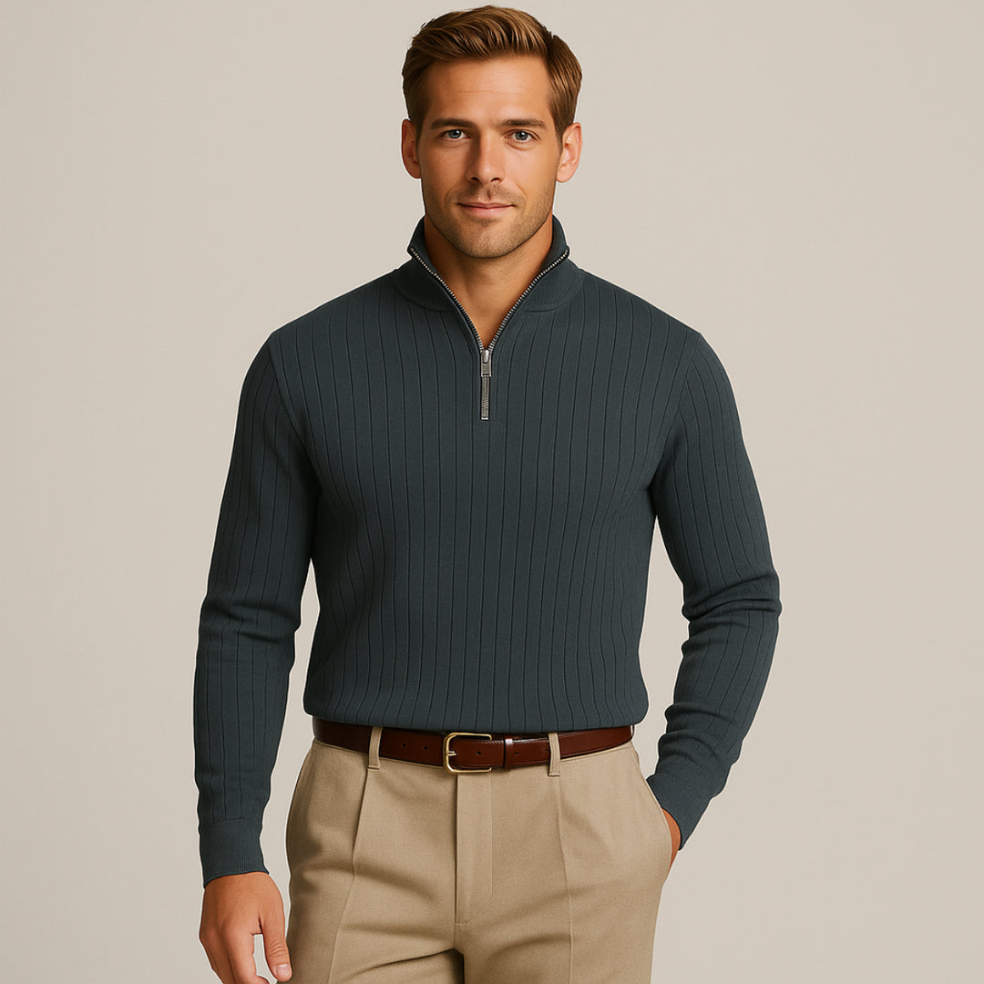 Womens_Ribbed_Knit_Shirt_Half_Zip_Mock_Neck_4