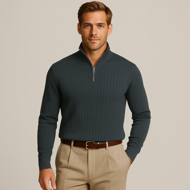 Womens_Ribbed_Knit_Shirt_Half_Zip_Mock_Neck_4