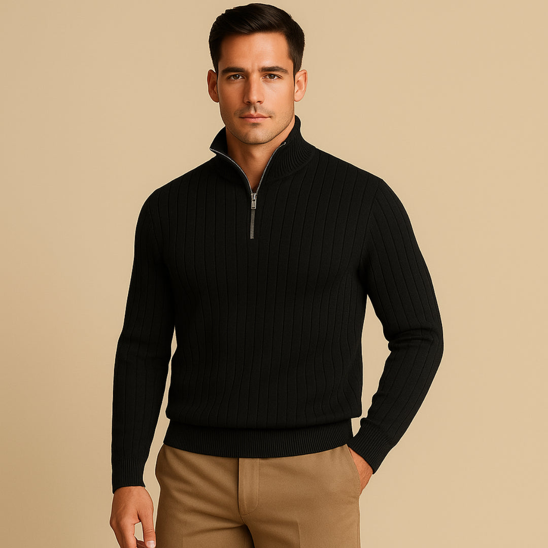 Womens_Ribbed_Knit_Shirt_Half_Zip_Mock_Neck_6