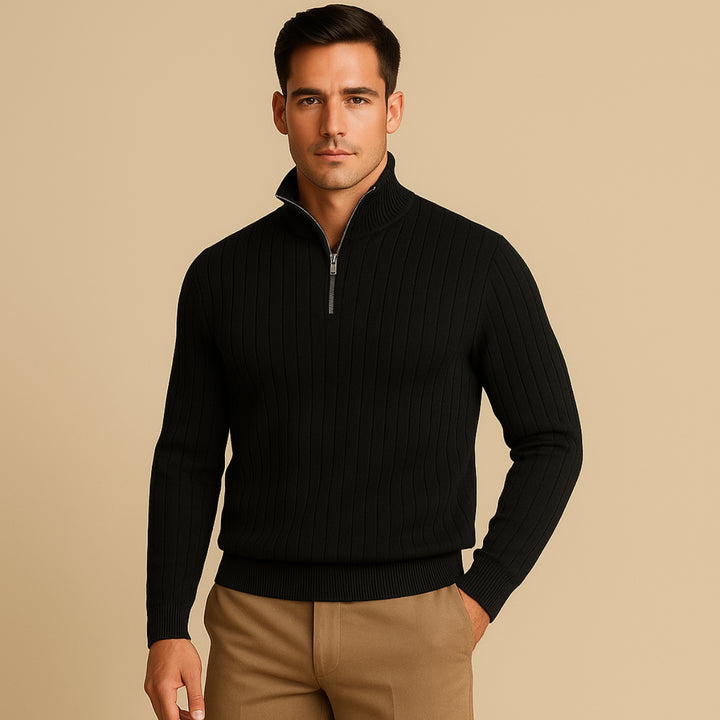 Womens_Ribbed_Knit_Shirt_Half_Zip_Mock_Neck_6