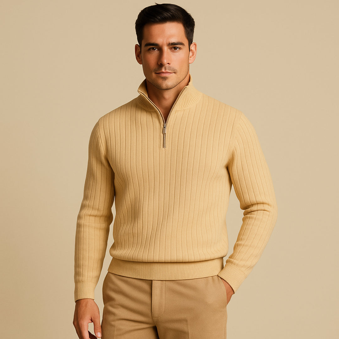 Womens_Ribbed_Knit_Shirt_Half_Zip_Mock_Neck_8