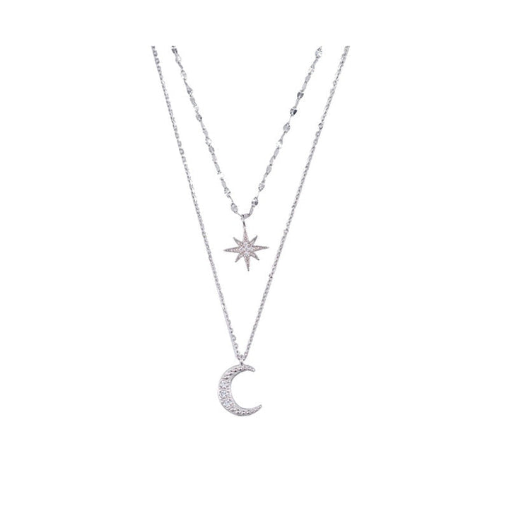 Women's Romantic Double Moon Necklace – 925 Sterling Silver with Delicate Moonlight Pendant 1