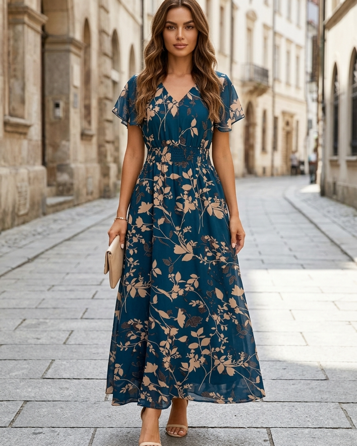 Womens_Romantic_Floral_Maxi_Dress_With_Ruffle_Sleeves_and_Smocked_1