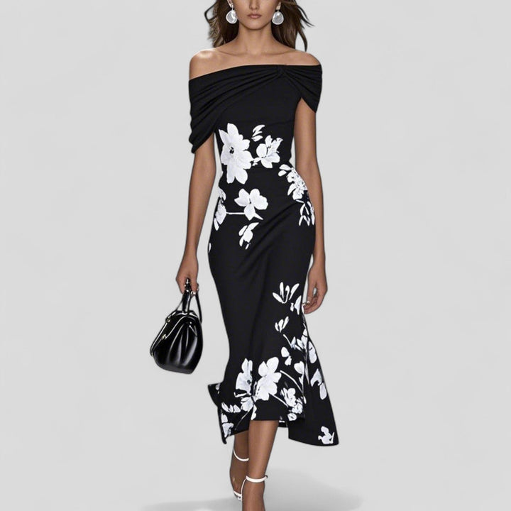 Womens_Satin_Midi_Dress_Off_Shoulder_Slim_Fit_Draped_Bodice_3