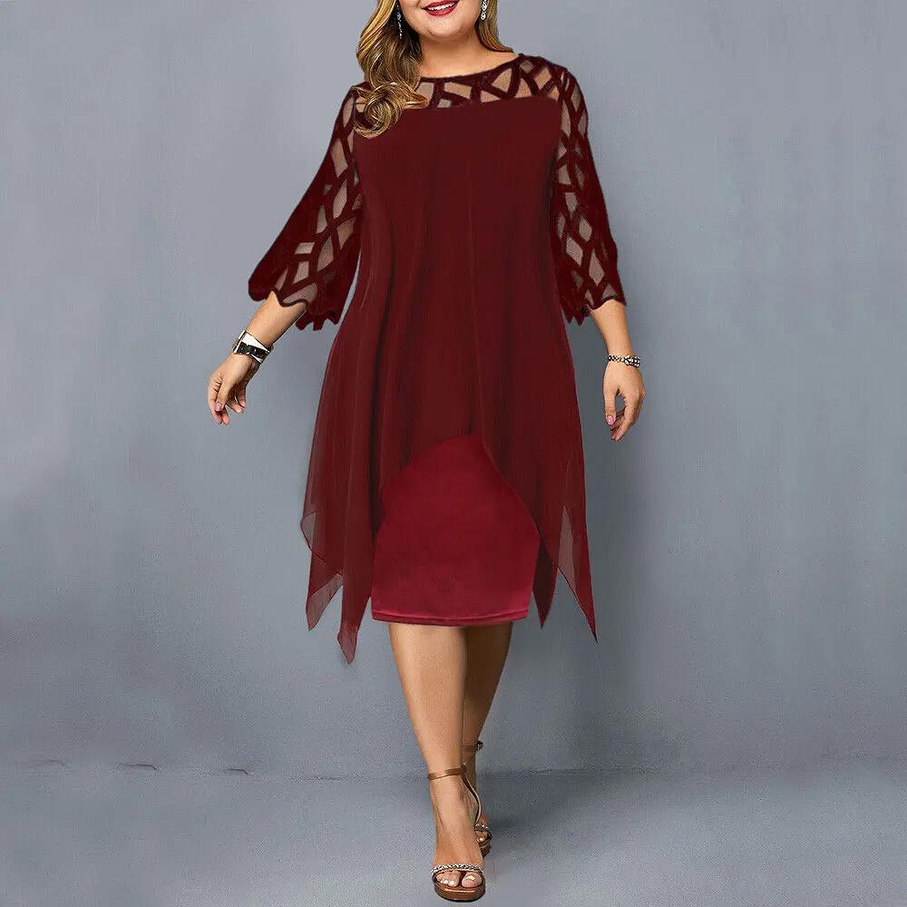 Womens_Sheer_Lace_Midi_Dress_Geometric_Yoke_Asymmetrical_Hem_3