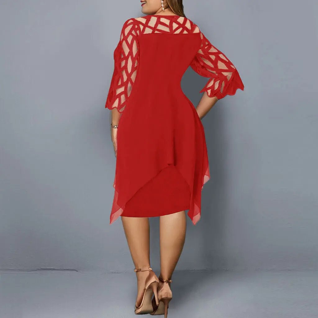 Womens_Sheer_Lace_Midi_Dress_Geometric_Yoke_Asymmetrical_Hem_9