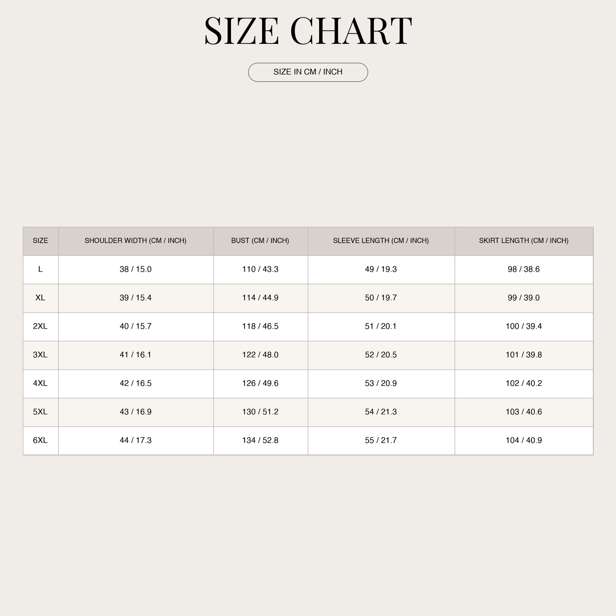 Size Chart