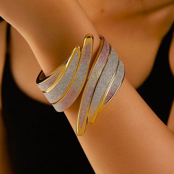 Women's Shiny Cuff Bracelet – With Shimmering Panels 1