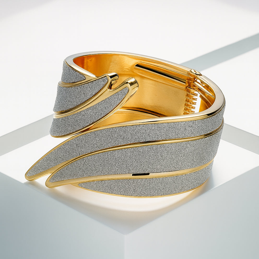 Women's Shiny Cuff Bracelet – With Shimmering Panels 4