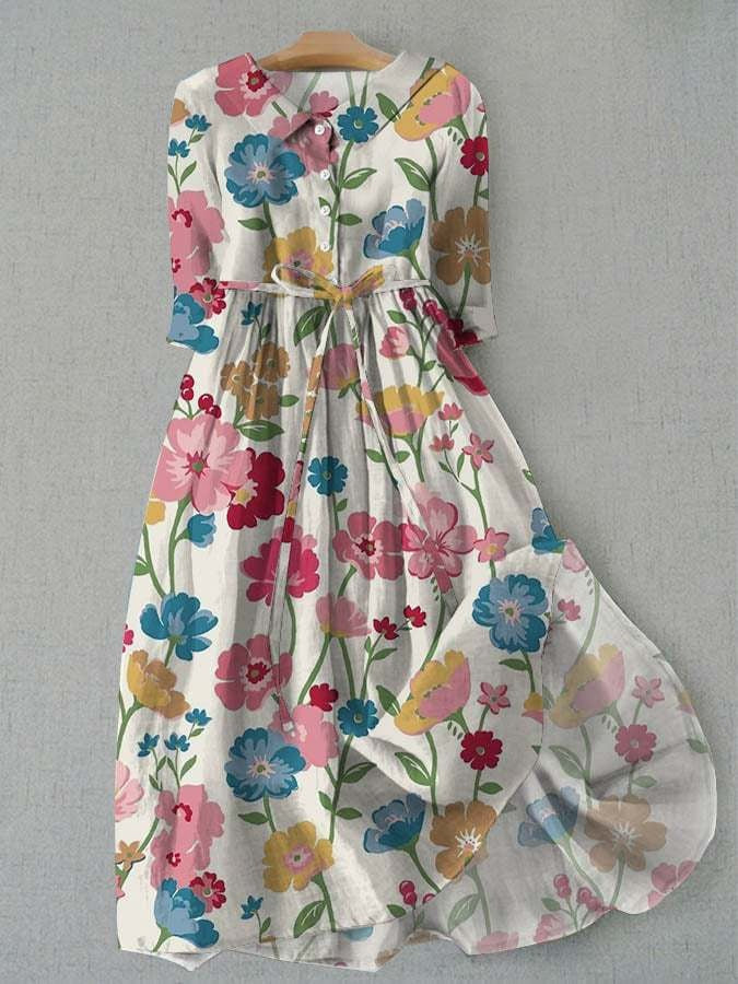 Womens_Shirt_Dress_Garden_Floral_Tie_Waist_4