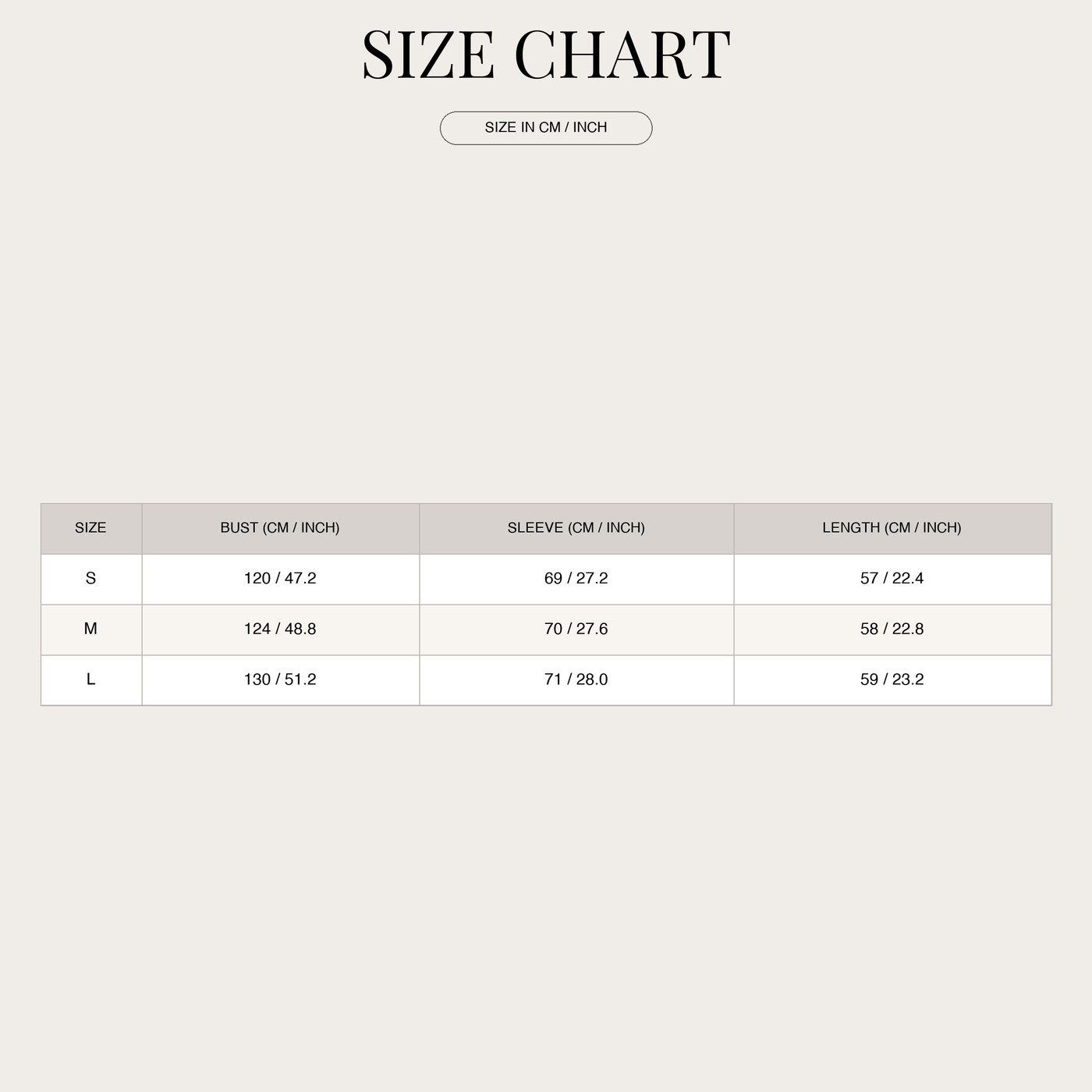 Women's Short Trench Coat – Belted & Double-Breasted size chart