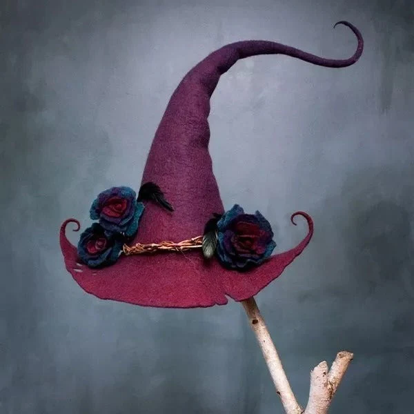 Women's Soft Felt Witch Hat – Individually Adjustable Halloween Headwear 2