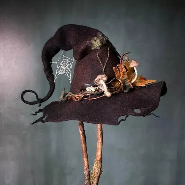 Women's Soft Felt Witch Hat – Individually Adjustable Halloween Headwear 4
