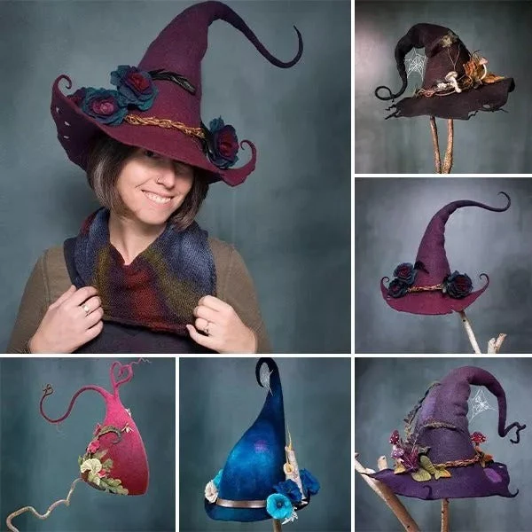 Women's Soft Felt Witch Hat – Individually Adjustable Halloween Headwear 5