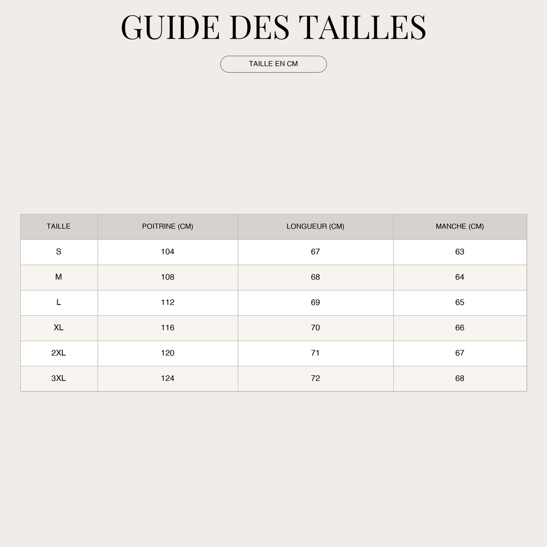 Pull en maille douce pour Femme – Maille ample et Laine size chart