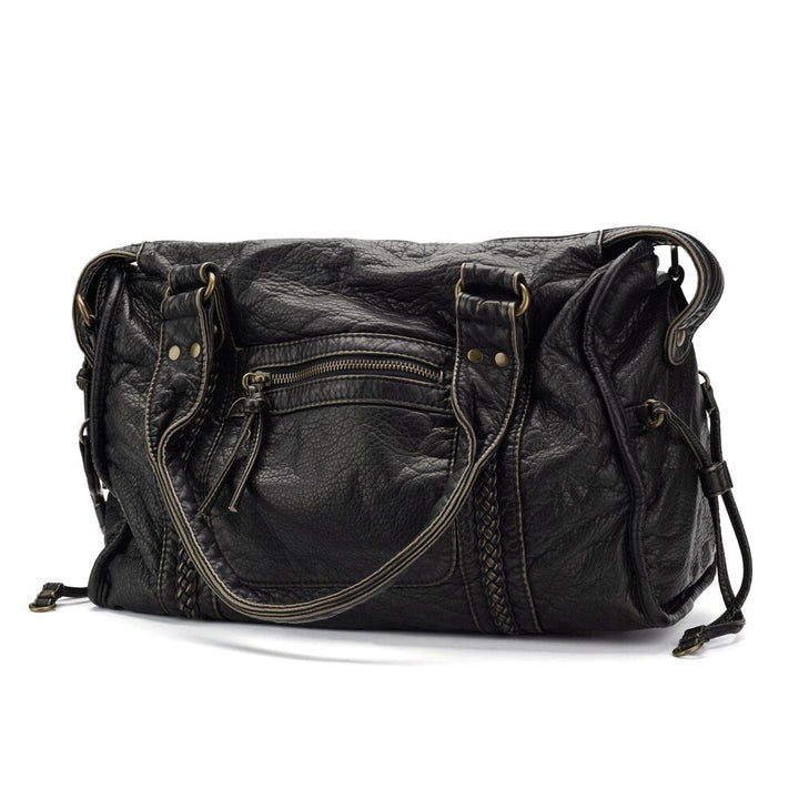 Women's Spacious Black Shoulder Bag – 37cm PU Leather and Adjustable Strap 9
