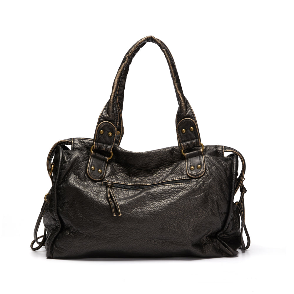 Women's Spacious Black Shoulder Bag – 37cm Vegan Leather and Adjustable Strap 1