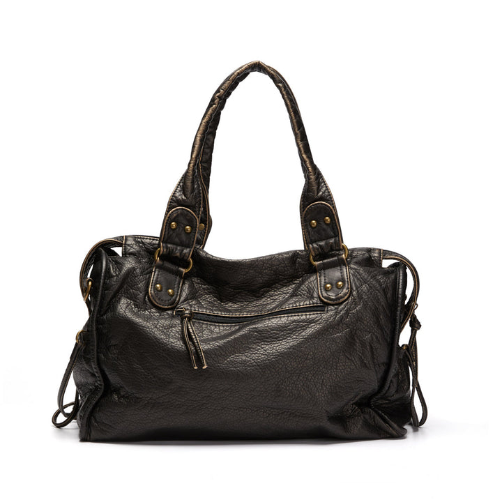 Women's Spacious Black Shoulder Bag – 37cm Vegan Leather and Adjustable Strap 1