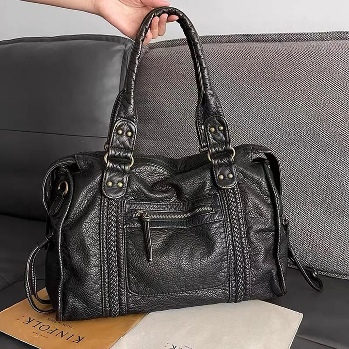 Women's Spacious Black Shoulder Bag – 37cm Vegan Leather and Adjustable Strap 2