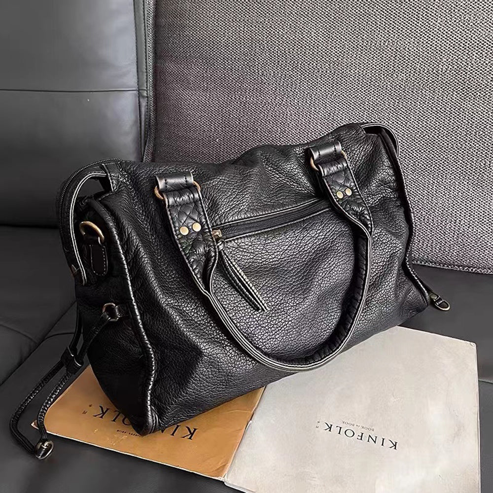 Women's Spacious Black Shoulder Bag – 37cm Vegan Leather and Adjustable Strap 3