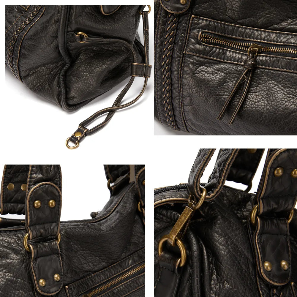 Women's Spacious Black Shoulder Bag – 37cm Vegan Leather and Adjustable Strap 4