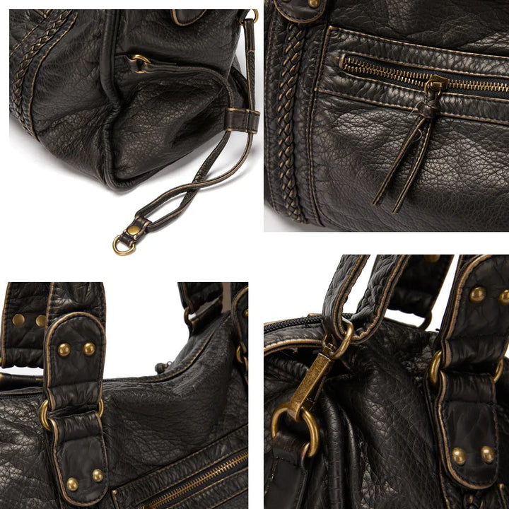 Women's Spacious Black Shoulder Bag – 37cm Vegan Leather and Adjustable Strap 4