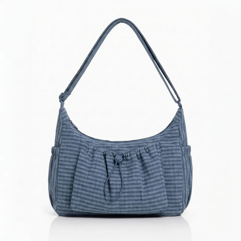 Women's Spacious Shoulder Bag – Fine Checkered Pattern 12