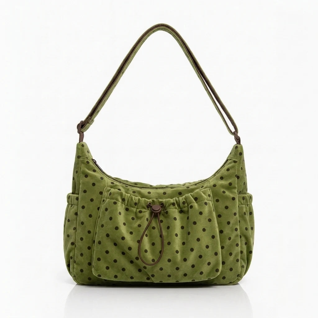 Women's Spacious Shoulder Bag – Fine Checkered Pattern 15