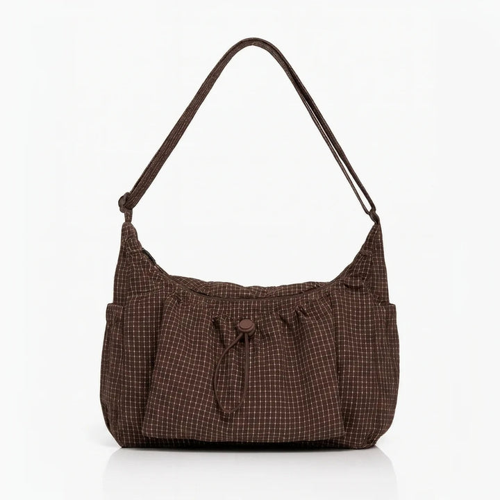 Women's Spacious Shoulder Bag – Fine Checkered Pattern 6