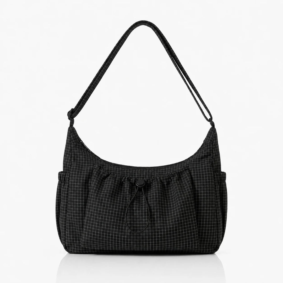 Women's Spacious Shoulder Bag – Fine Checkered Pattern 7