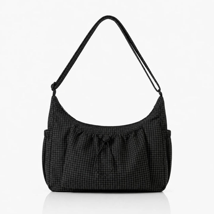 Women's Spacious Shoulder Bag – Fine Checkered Pattern 7