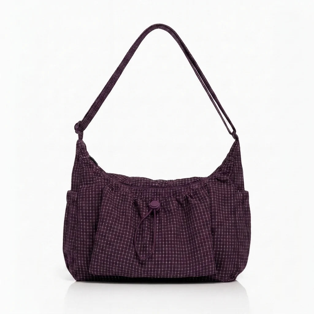 Women's Spacious Shoulder Bag – Fine Checkered Pattern 8