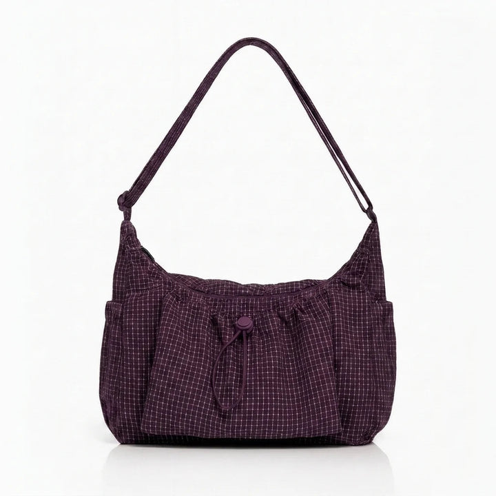 Women's Spacious Shoulder Bag – Fine Checkered Pattern 8