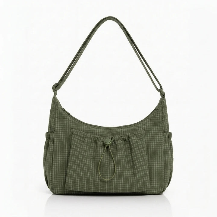 Women's Spacious Shoulder Bag – Fine Checkered Pattern 9