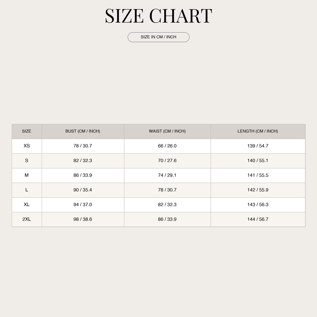 Women's Storybook Summer Dress – A-Line with Ruffles and Slit size chart