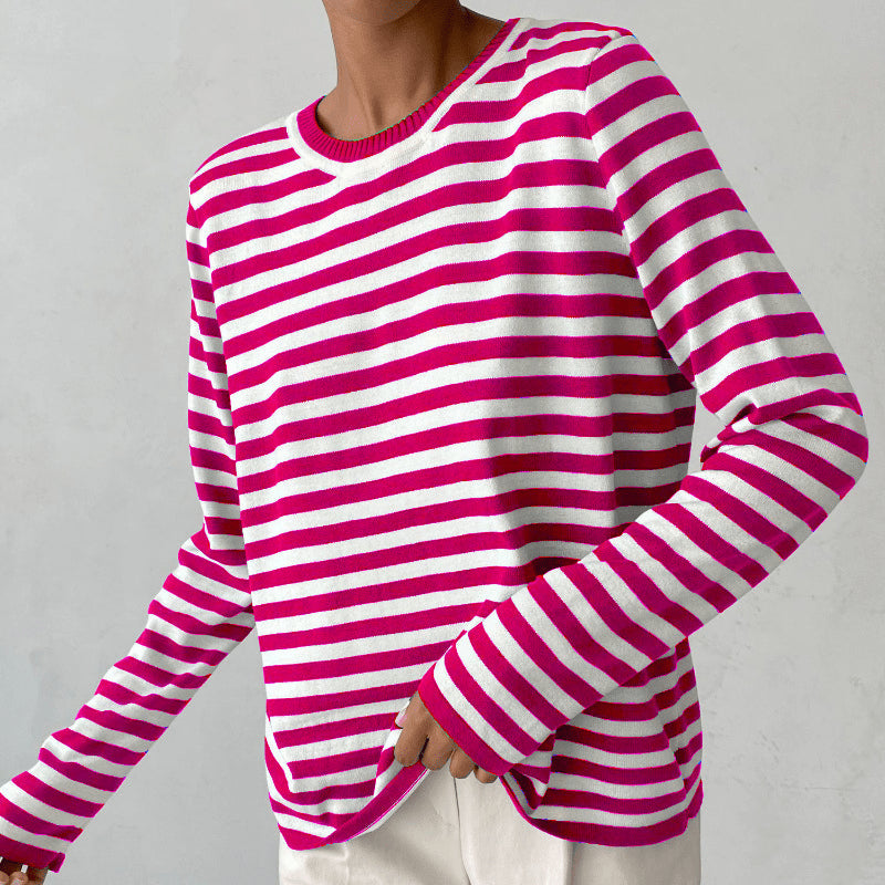 Womens_Striped_Knit_Pullover_Soft_One_Size_Design_12