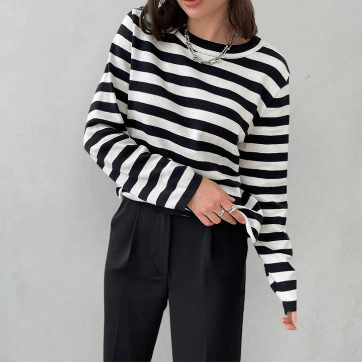 Womens_Striped_Knit_Pullover_Soft_One_Size_Design_13