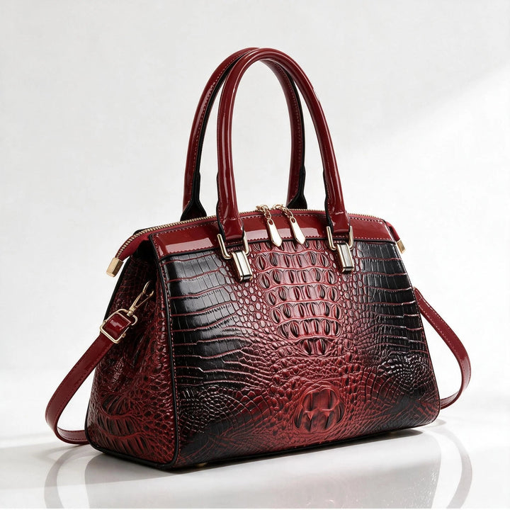 Women's Structured Croco Print Handbag – With Firm Stand and Glossy Surface 3