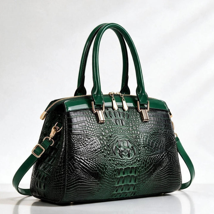 Women's Structured Croco Print Handbag – With Firm Stand and Glossy Surface 4