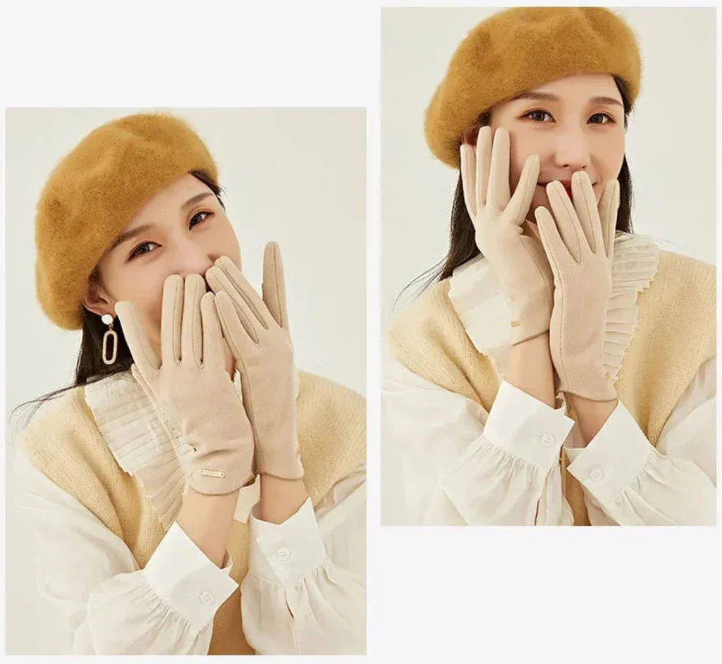 Women's Suede Gloves – Soft Warm Lining 15