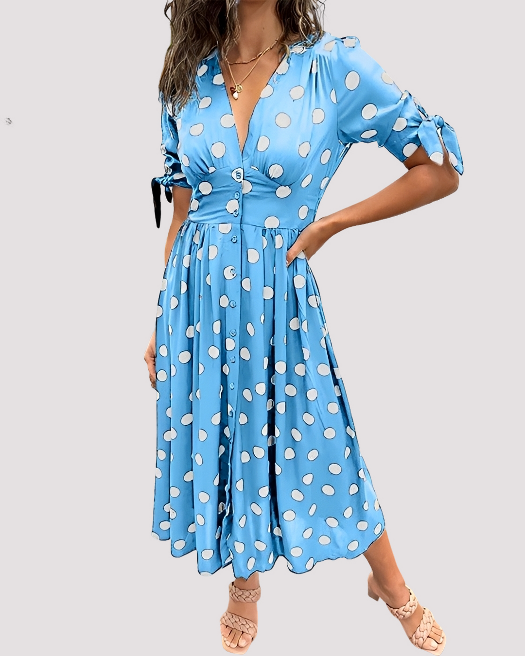Womens_V_Neck_Dress_A_line_silhouette_and_plunge_neckline_1